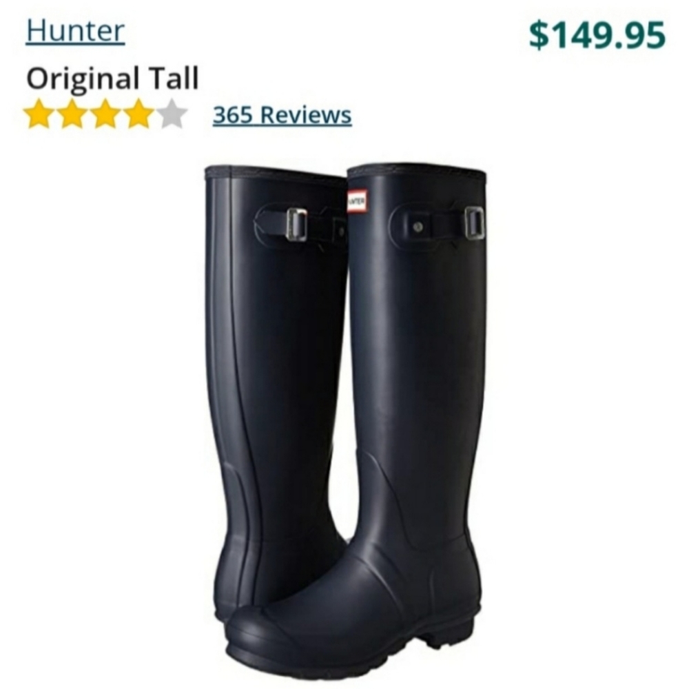 Original Tall Hunter Waterproof Boots in Navy size 9